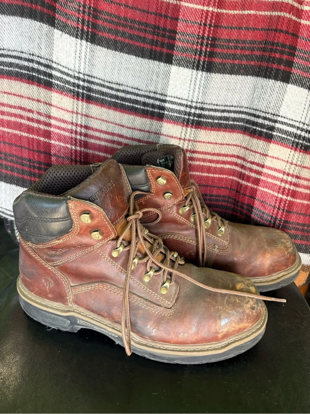 Wolverine Men’s Lace up leather utility work outdoor boots 9.5 Brown